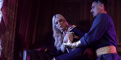 Superb blonde Kenzie Taylor fucks with a horny man at cosplay