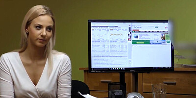 Classy blonde banged by manager in exchange for loan