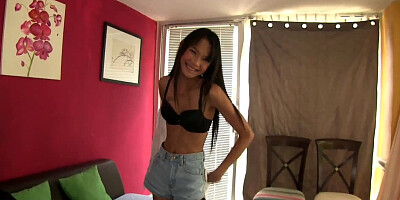 Bony barely legal yo Thai teenager castings with greasy chief