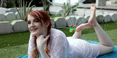 Innocent ginger Krystal Orchid moans in orgasmic euphoria during sex with neighbor