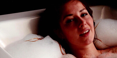 Bubble covered beauty teased in the bath