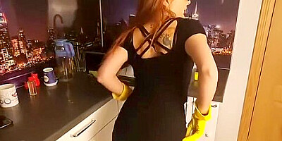 Babbylittle - Handjob Dildo In Rubber Gloves