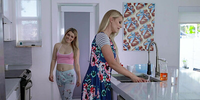 Abby Adams fucking next door MILF in the kitchen