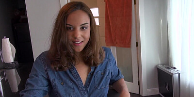College slut Harper Moore having a quick pov fuck for some quick cash