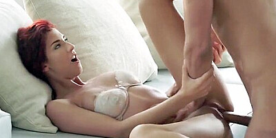 Lustful redhead girlfriend fucked in missionary