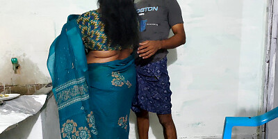 Aunty was cleaning the dishes in the kitchen wearing a saree and I went behind her and tied her up and had sex with her.