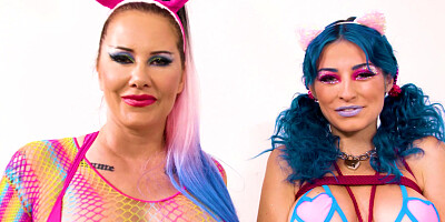 Passionate lesbians Jewelz Blu and Madeline Marlowe playing with their favorite sex toys