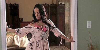 Attractive babe Megan Rain sucks a giant fuck stick wildly