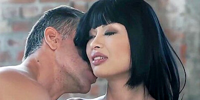 Asian babe Miyabi having fun time with her european BF