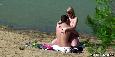 Young German Teen Couple voyeur in sex on the hamburg beach