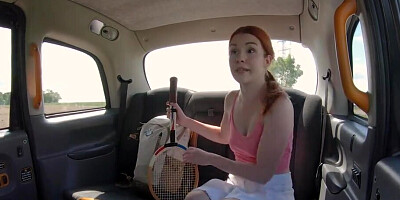 Pale teen with red hair fucked in the backseat