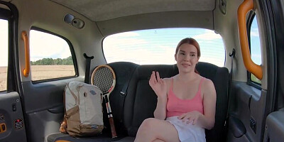 Pale teen with red hair fucked in the backseat