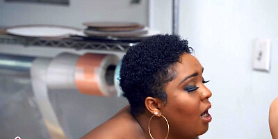 Barista is lucky to fuck manager and Ebony customer