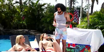 Mila Monet and Chanel Brooks are having a 3 way with one of the neighbors and liking it