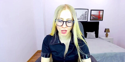 Small tits blonde amateur babe poses on webcam