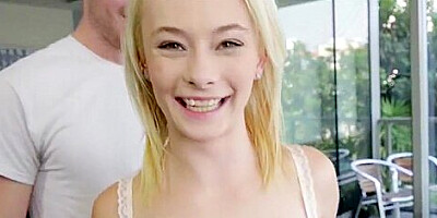 Small tits blonde teen Maddy Rose in stockings banged good