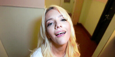 Sweet blonde Kenna James hard POV car sex