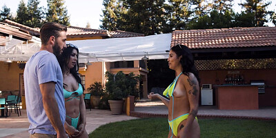 Queenie Sateen and Vanessa Sky in 3some with Queenie's stepson