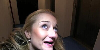 PublicAgent Long haired blonde takes big cum loud in her mouth