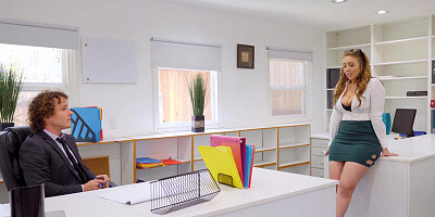 Buxom honey getting pounded in the office