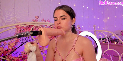 Sexy Small Tit Teen Babe Sucking Dildo Sensual Blowjob