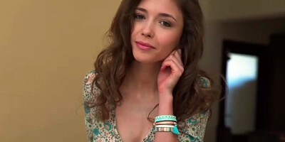 Mila Azul didn't even take off her floral sundress when she began rubbin' her vulva and jacking