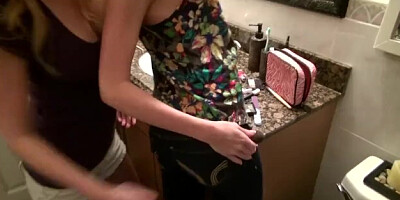 Three blonde college girls share two guys for a group fuck