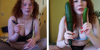 Ginger teen 18yo stuffs her holes!!