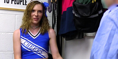 Stealing cheerleader meets dick at the office