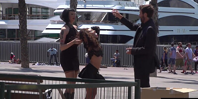 Shameless 19yo whipped outdoor at public place by BDSM fem