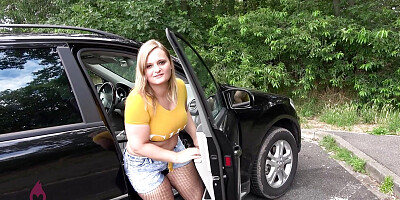 LINA MILA horny on the highway! Spontaneously fucked on sex parking lot!