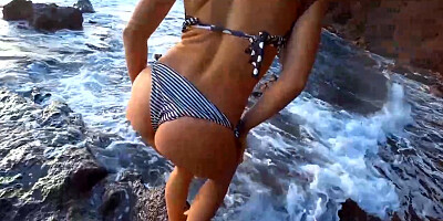 Kinky gal is about to get plumbed on the beach until she gets a internal ejaculation