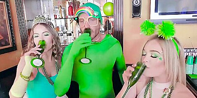Naughty Irish teen 18+ BFFs celebrate St Patrick with orgy