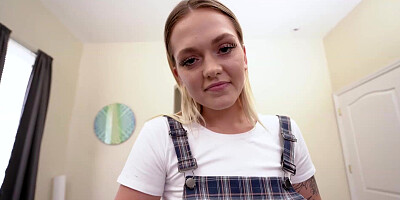 Stepsister starts flirting and masturbating