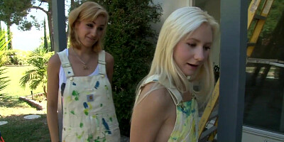 Lesbian teen scissoring with bff outdoor