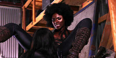 Cosplay hotties Jennifer White and Ana Foxxx licking on the floor