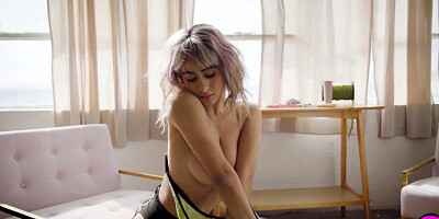 Stunning teen showing body in lingerie