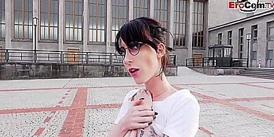 German Skinny Student teen 18+ Pickup At Public Bus Station - Teaser Video