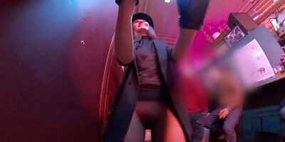 Russian gal flashes pussy and gets caught by security