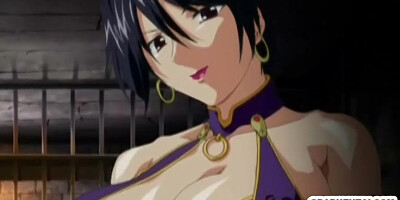 Bondage hentai with bigboobs gets shoved vibrator in her wetpussy