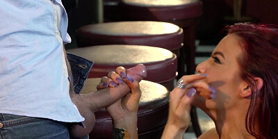 Bar slut Ryder Skye fucks a dude on the pool table