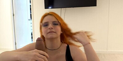 My stepcousin chokes me upside down with her big cock