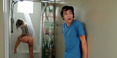 Sleazy MILF blondie fools around with a young couple