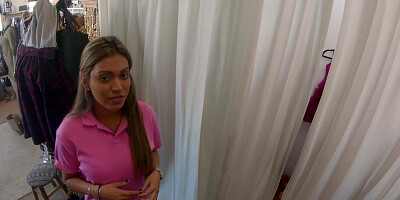 Horny bitch gets facial after sex in the changing booth