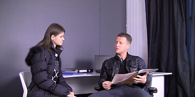 Brunette gets a nice buttfuck treatment in the office