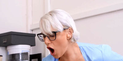 Naughty blonde nurse Angel Wicky is fucking with a patient
