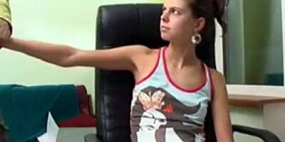 handjob in his office brunette