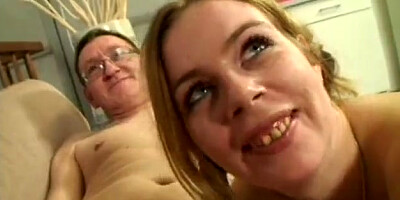 Dutch huge-boobed blondie pounds grandfather on the couch