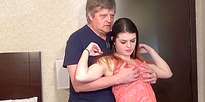 Be My Boyfriend Grandpa: Young Slim Brunette Fucked By Old Fat Dude