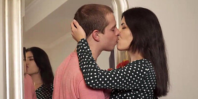 Jiggish teenie dark-haired with diminutive, all-natural globes and puffy nips is getting pummeled highly rigid